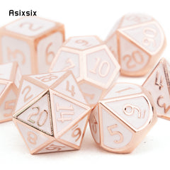 7pcs Pink Metal Dice Set Solid Metal Polyhedral Dice Set