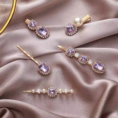Vintage Hair Clips with Crystal & Rhinestones Metal Hairpin