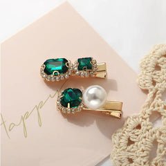 Vintage Hair Clips with Crystal & Rhinestones Metal Hairpin