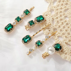 Vintage Hair Clips with Crystal & Rhinestones Metal Hairpin