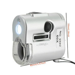 Mini 60X Microscope Jeweler Loupe Illuminated Magnifier Glass