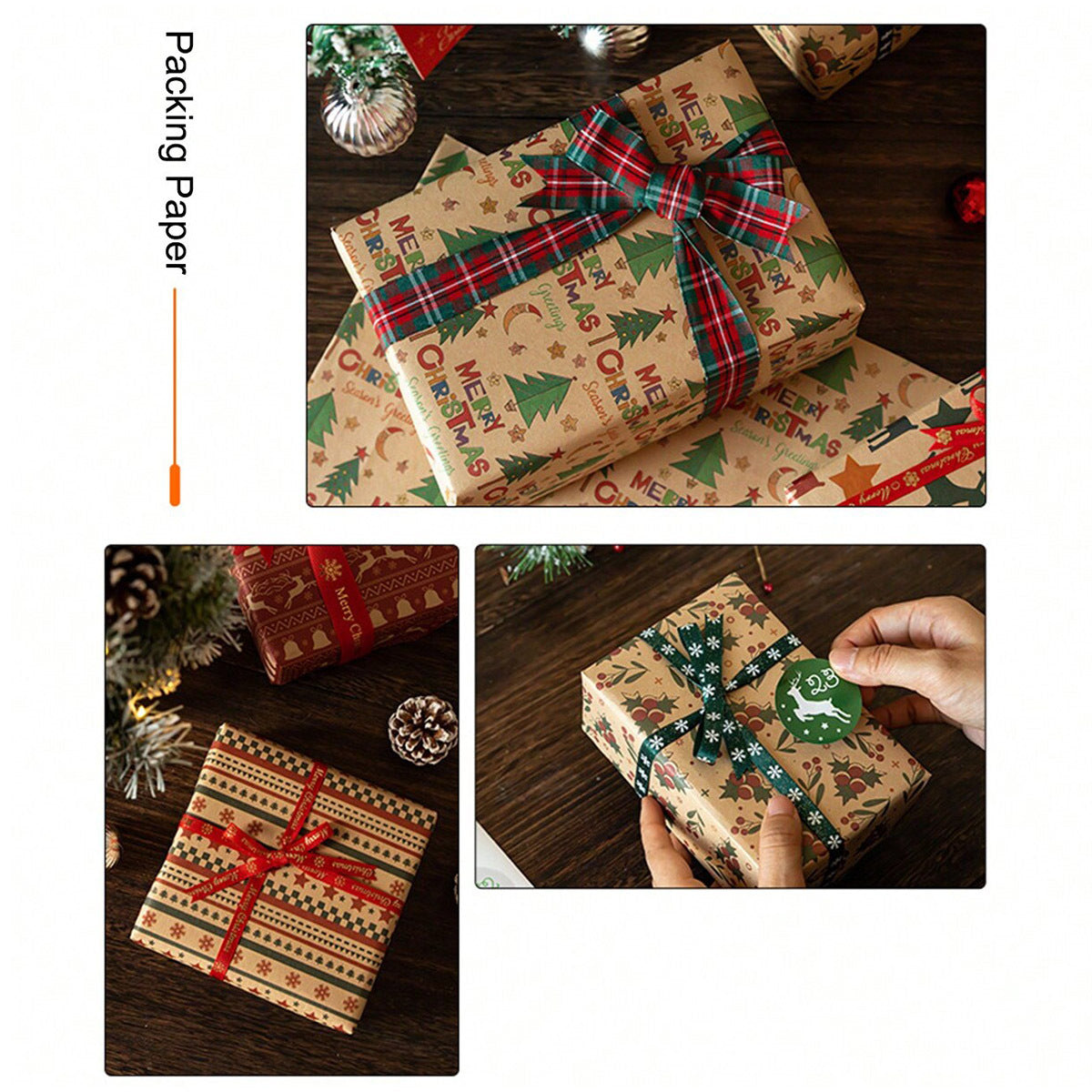 9pcs Christmas Wrapping Paper Gift Paper Christmas Party Supplies