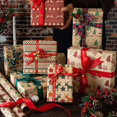 9pcs Christmas Wrapping Paper Gift Paper Christmas Party Supplies