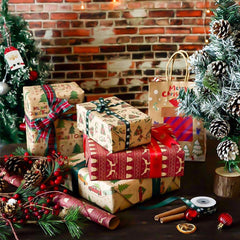 9pcs Christmas Wrapping Paper Gift Paper Christmas Party Supplies