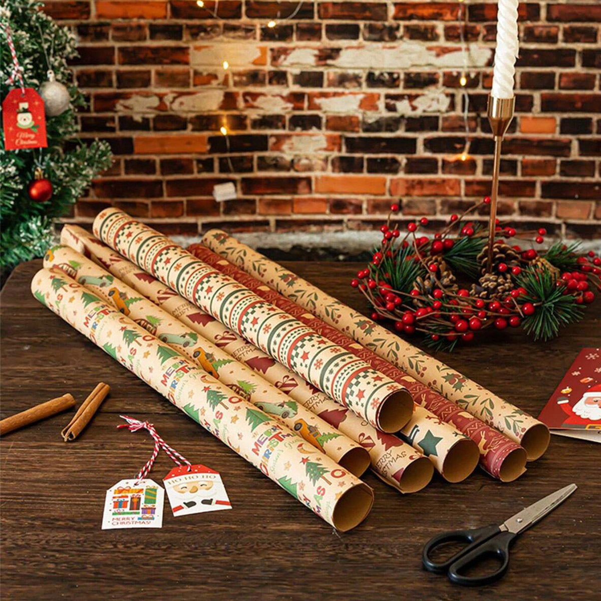 9pcs Christmas Wrapping Paper Gift Paper Christmas Party Supplies