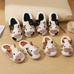 Cow Furry House Shoes Soft Non-Slip Indoor Shoes Autumn Winter
