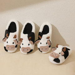 Cow Furry House Shoes Soft Non-Slip Indoor Shoes Autumn Winter