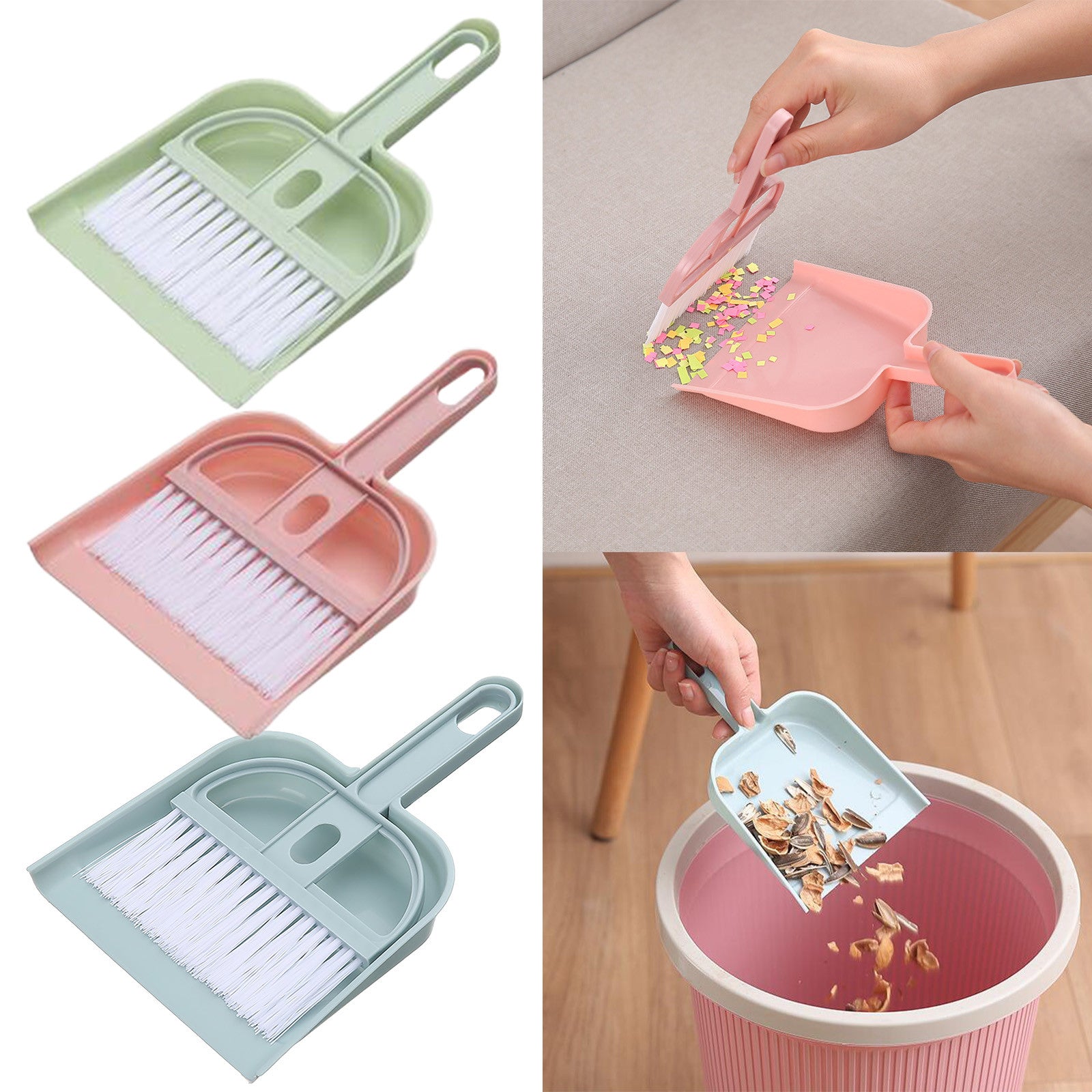 2pcs Small Dustpan And Brush Set Plastic Whisk Broom And Dustpan Cleaning Sweep