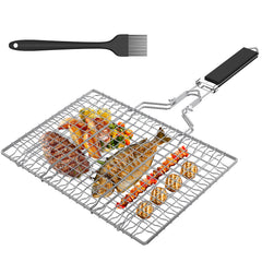 Fish Grilling Basket 304 Stainless Steel BBQ Basket Portable Large Capacity