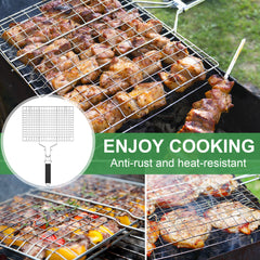 Fish Grilling Basket 304 Stainless Steel BBQ Basket Portable Large Capacity