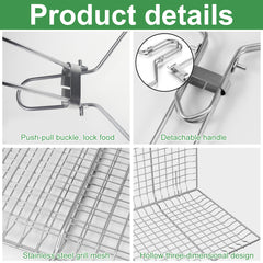 Fish Grilling Basket 304 Stainless Steel BBQ Basket Portable Large Capacity