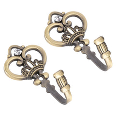 Pair of 9.4 cm Zinc Alloy Vintage Crown Wall Hooks