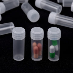 5ml Plastic Test Tubes Vials Sample Container Screw Cap Bottles