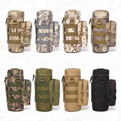 Zipper Camo Water Bottle Bag with Small Pouch, Portable Cup Holder for Outdoor
