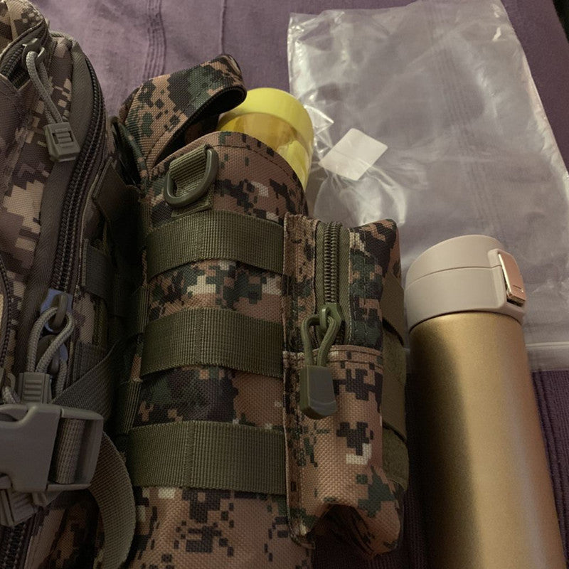 Zipper Camo Water Bottle Bag with Small Pouch, Portable Cup Holder for Outdoor