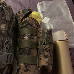 Zipper Camo Water Bottle Bag with Small Pouch, Portable Cup Holder for Outdoor