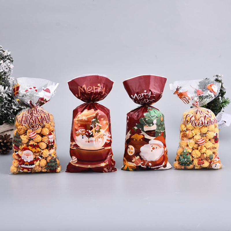 50pcs Christmas Candy Bag Snack Cookie Bag Cellophane Gift Party Candy Bag