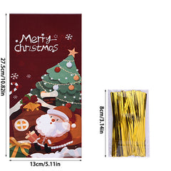 50pcs Christmas Candy Bag Snack Cookie Bag Cellophane Gift Party Candy Bag