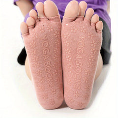 4 Pairs Women's Five Toe Yoga Socks Non Slip Pilates Socks