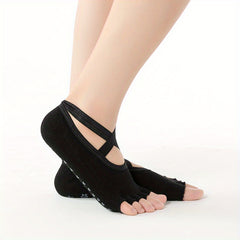 4 Pairs Women's Five Toe Yoga Socks Non Slip Pilates Socks