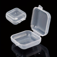 50pcs Mini Clear Plastic Storage Box Container Hinged Lid For Jewelry Beads