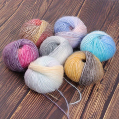 5pcs Mohair Hand Knitting Yarn DIY Crochet Scarf Shawl Sweater Rainbow 200m 50g