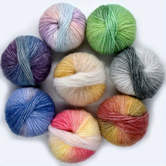 5pcs Mohair Hand Knitting Yarn DIY Crochet Scarf Shawl Sweater Rainbow 200m 50g