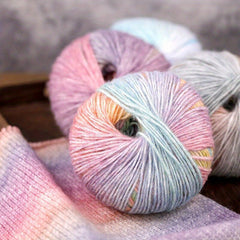 5pcs Mohair Hand Knitting Yarn DIY Crochet Scarf Shawl Sweater Rainbow 200m 50g
