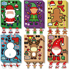 6pcs Christmas Stickers DIY Puzzle Cartoon Stickers