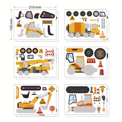 6pcs 12pcs Engineering Car Stickers DIY Puzzle Birthday Gift Student Reward