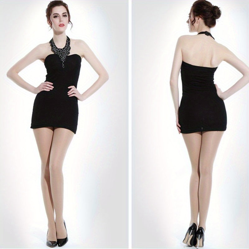 3 Pairs Plus Size Basic Pantyhose Set Women's Plus 80D Slightly Translucent