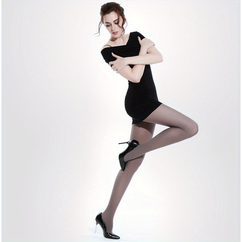 3 Pairs Plus Size Basic Pantyhose Set Women's Plus 80D Slightly Translucent