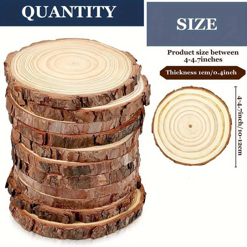 10pcs Natural Tree Leather Wood Coaster Pieces Craft Wood Christmas Ornaments