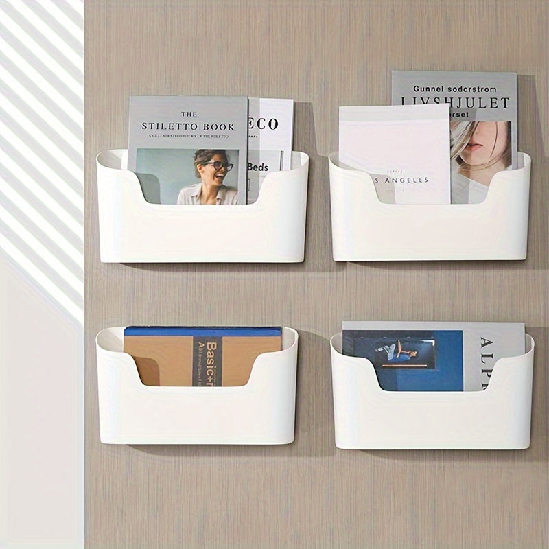 Wall Mounted Holder Magazines Organizer Adhesive Storage Rack