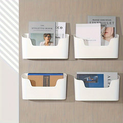 Wall Mounted Holder Magazines Organizer Adhesive Storage Rack