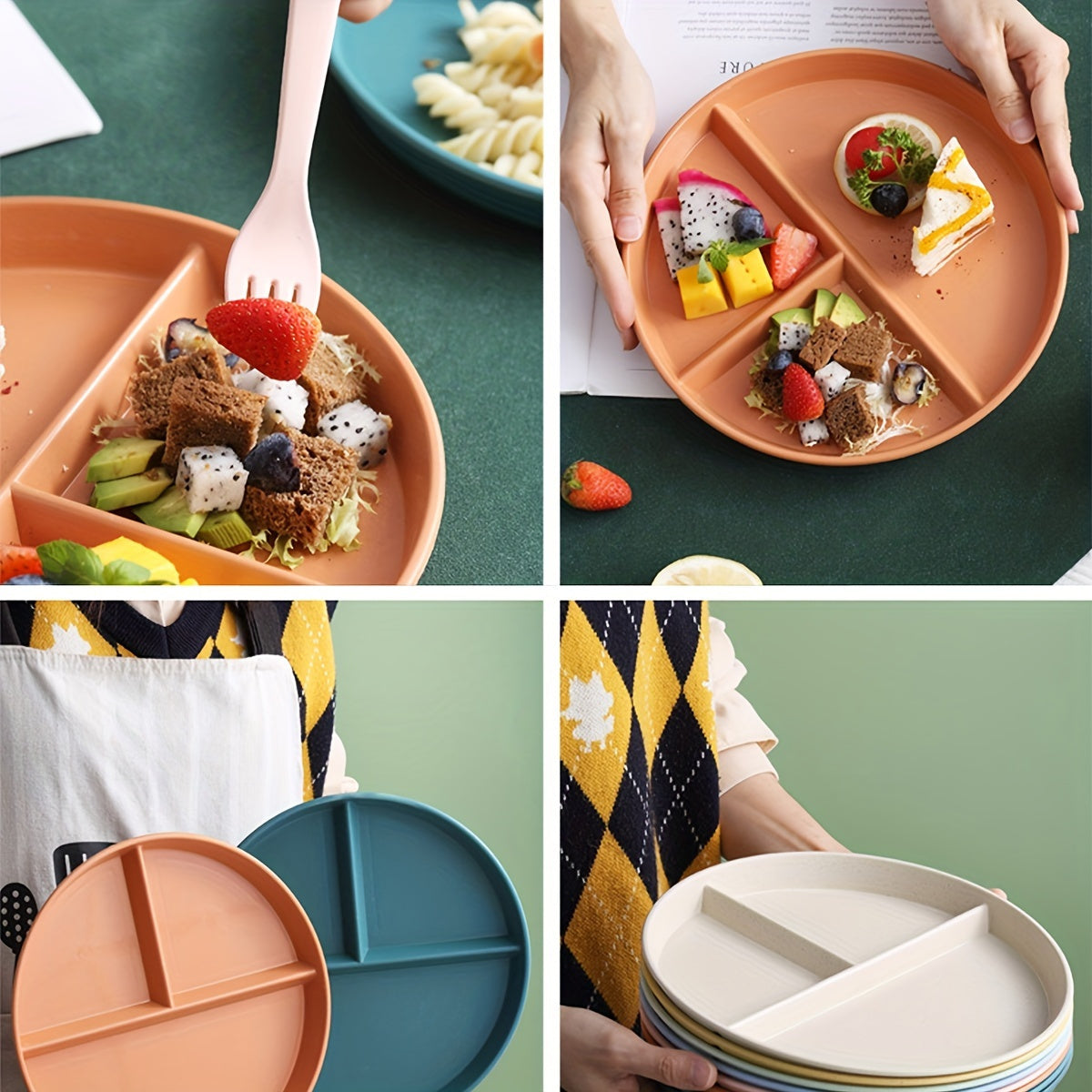 Divided Meal Plate for Weight Loss, BBQs, Picnics - Kitchen Supplies