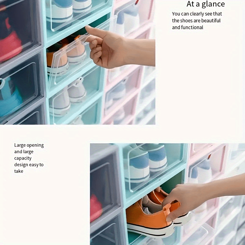 12pcs Plastic Shoe Box Easy Assembly Dustproof PP Shoe Box for Men and Women