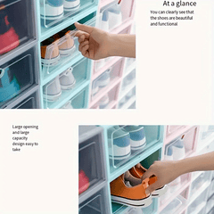 12pcs Plastic Shoe Box Easy Assembly Dustproof PP Shoe Box for Men and Women