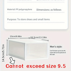 12pcs Plastic Shoe Box Easy Assembly Dustproof PP Shoe Box for Men and Women