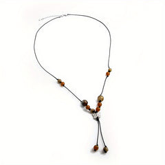 Hand Knitted Beaded Butterfly Pendant Necklace