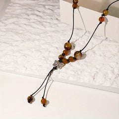 Hand Knitted Beaded Butterfly Pendant Necklace