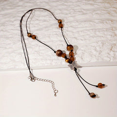 Hand Knitted Beaded Butterfly Pendant Necklace