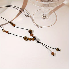 Hand Knitted Beaded Butterfly Pendant Necklace