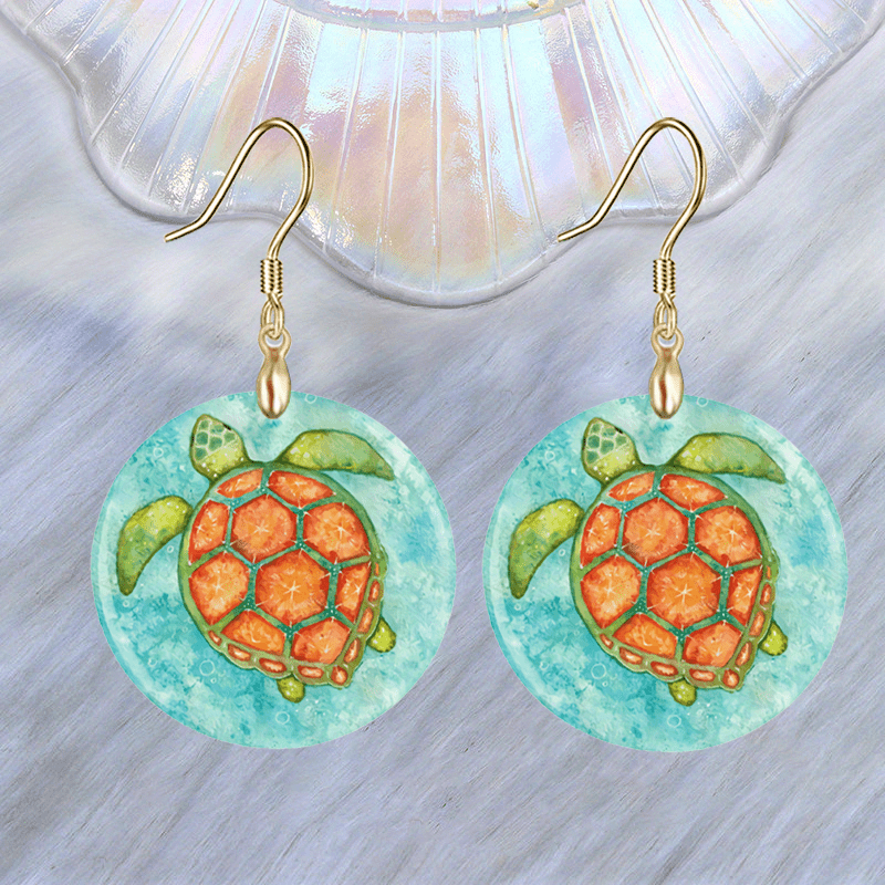 Funny Green Turtle Acrylic Earrings for Party Halloween Birthday Gift