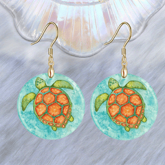 Funny Green Turtle Acrylic Earrings for Party Halloween Birthday Gift