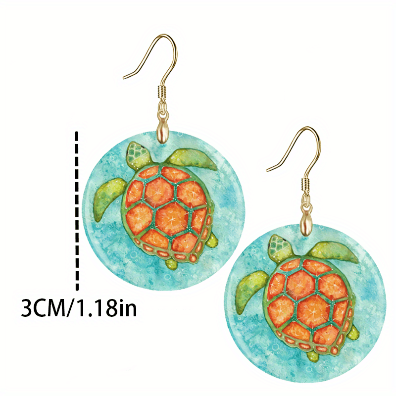 Funny Green Turtle Acrylic Earrings for Party Halloween Birthday Gift