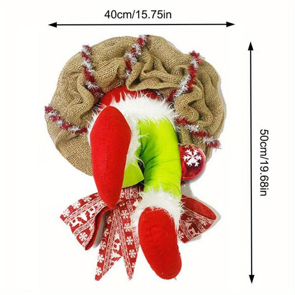 Christmas Plush Wreath Stuffed Legs Toy Doll Indoor Front D