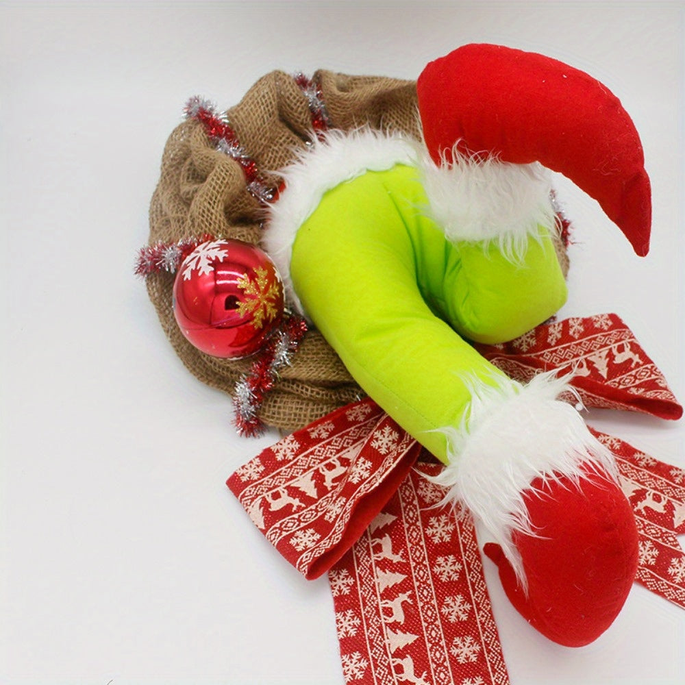 Christmas Plush Wreath Stuffed Legs Toy Doll Indoor Front D