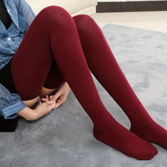 Solid Thigh High Socks Women's Over The Knee Stockings