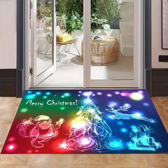 Christmas Entrance Door Mat Decorative Non-slip Flannel Printed Floor Mat